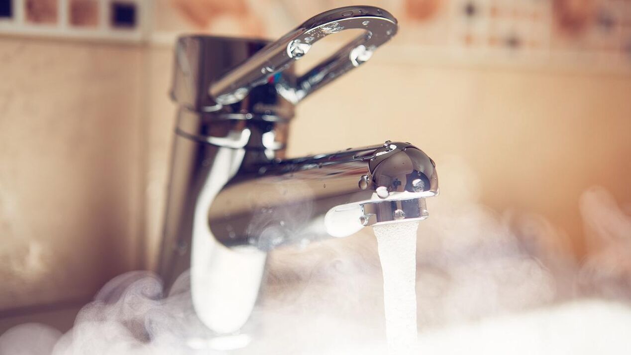Hot water tap for steaming the penis with soda before enlargement