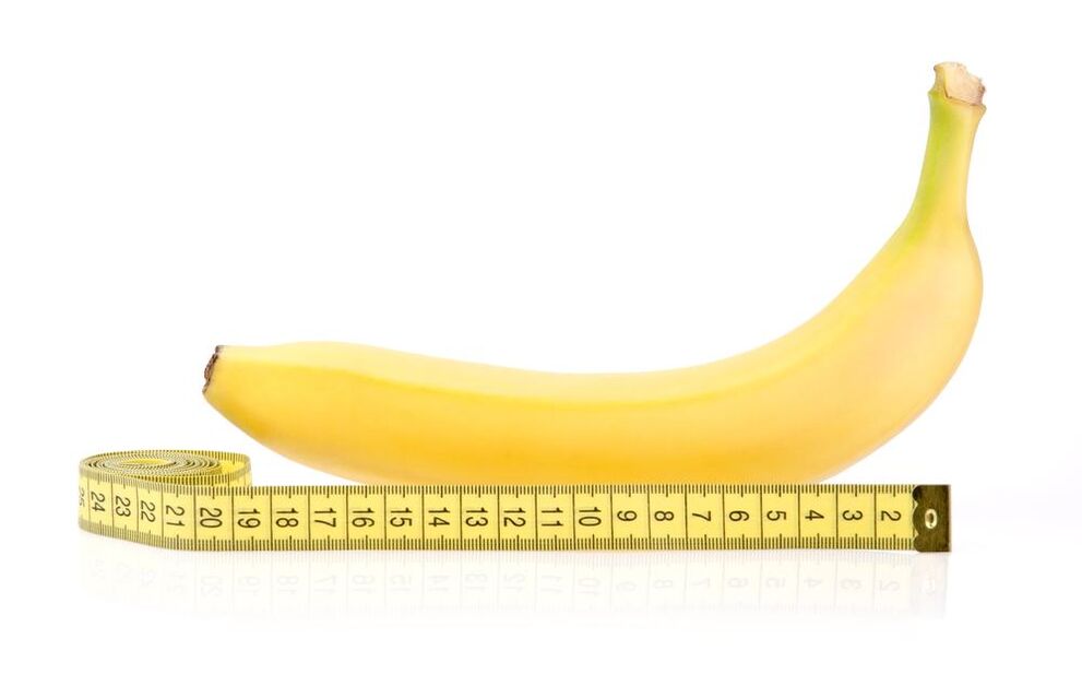 Banana and centimeters simulate penis enlargement